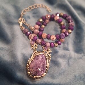 Carolyn Pollack Relios 925 Russian Purple Charoite Beaded Necklace VTG
